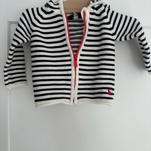 Joules Striped Kids Hoodie with Red Zipper